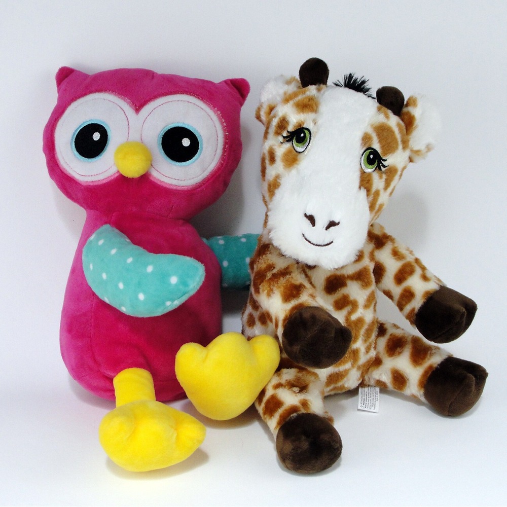 Progressive Plush Owl And Giraffe Lot of 2 Ondrea Amerita 10 Inch Stuffed Animal
